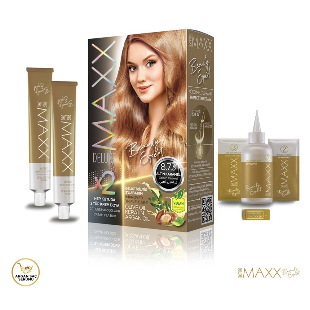 Maxx Deluxe Saç Boyası 8.73 Altın Karamel