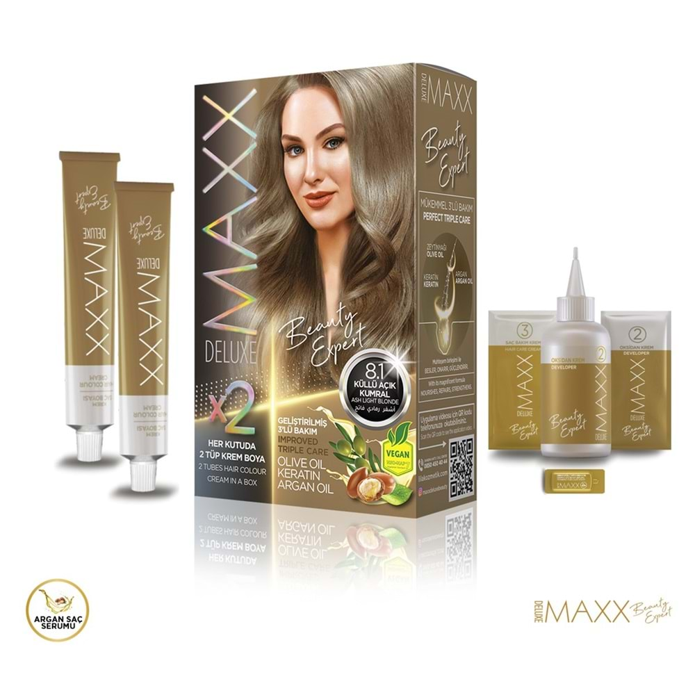 Maxx Deluxe Saç Boyası 8.1 Küllü Açık Kumral