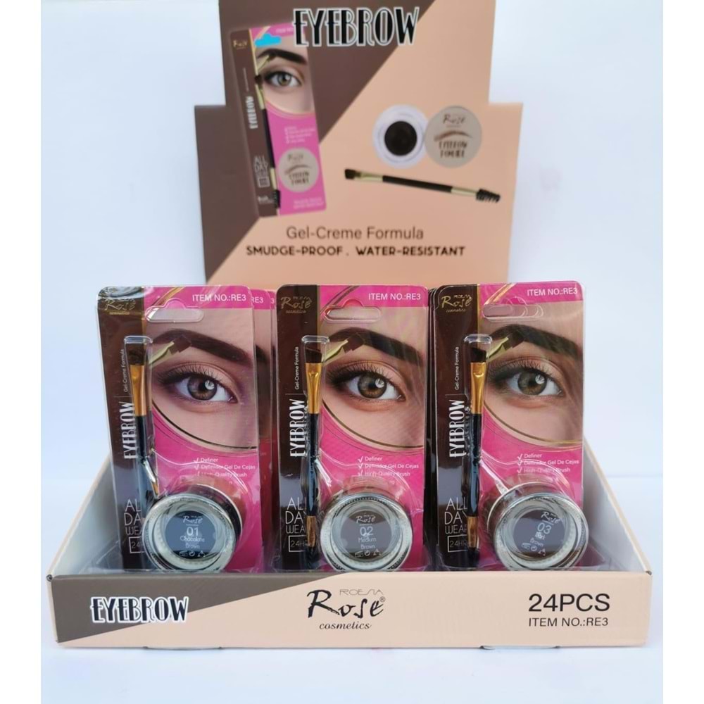 Rose Tekli Eyebrow Pomade Jel Eyeliner Re3 24*