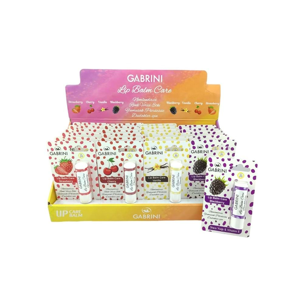 Gabrini Lip Balm Care Dudak Nemlendirici 4 Çeşit 24*