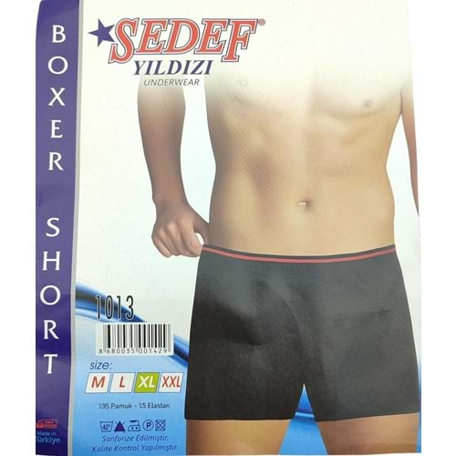 1013 Sedef Yıldız Likra Erkek Boxer Siyah XL