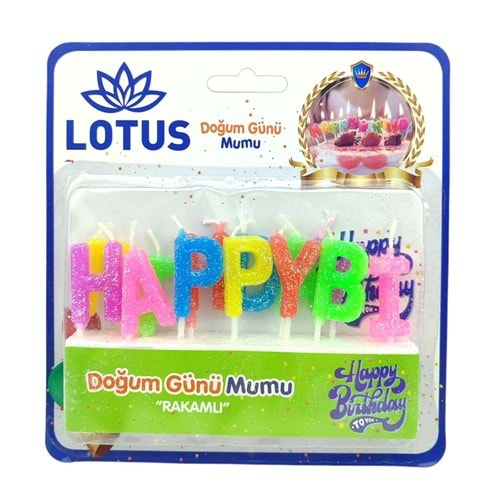 Lotus Harfli Doğum Günü Mumu 24*