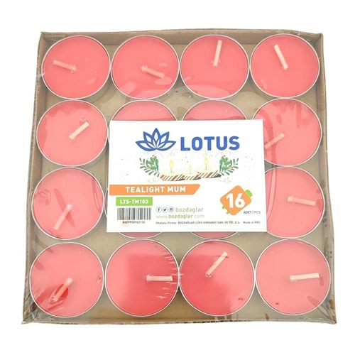 Lotus 16Lı Kırmızı Tealıght Mum Tm103